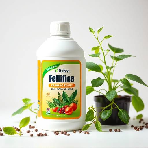 Frasco de fertilizante líquido para plantas, com nutrientes essenciais